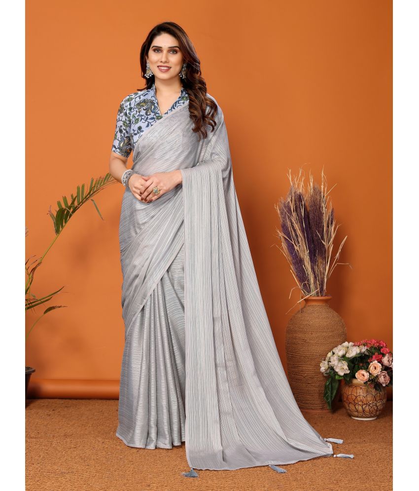     			VEDANT VASTRAM Silk Blend Self Design Saree With Blouse Piece ( Grey , Pack of 1 )