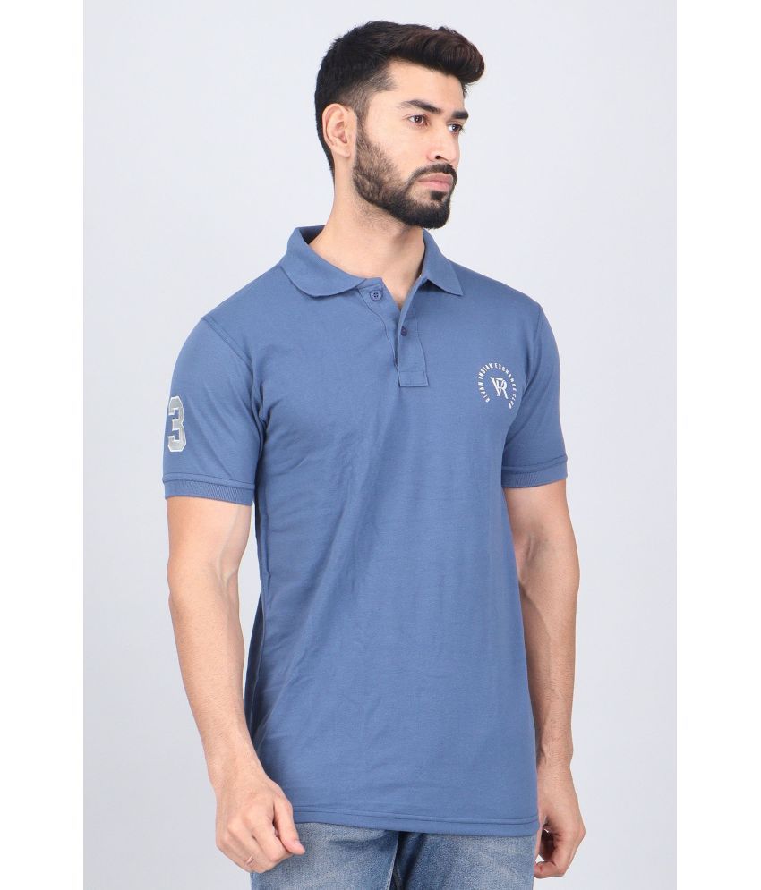     			WILD ELEPHANT Pack of 1 Cotton Regular Fit Solid Half Sleeves Men's Polo T Shirt ( Blue )