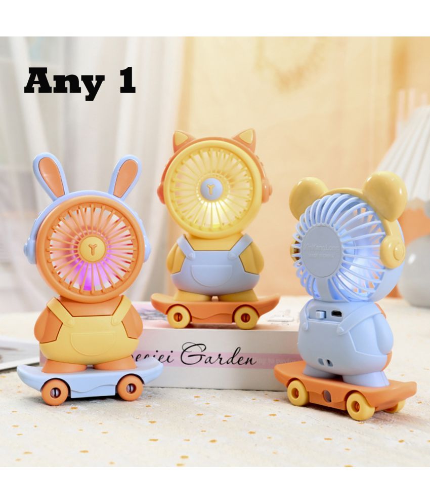     			3MADS ANY1 Cute Cartoon Skateboard Rabbit Rechargeable Handheld Mini USB Fan