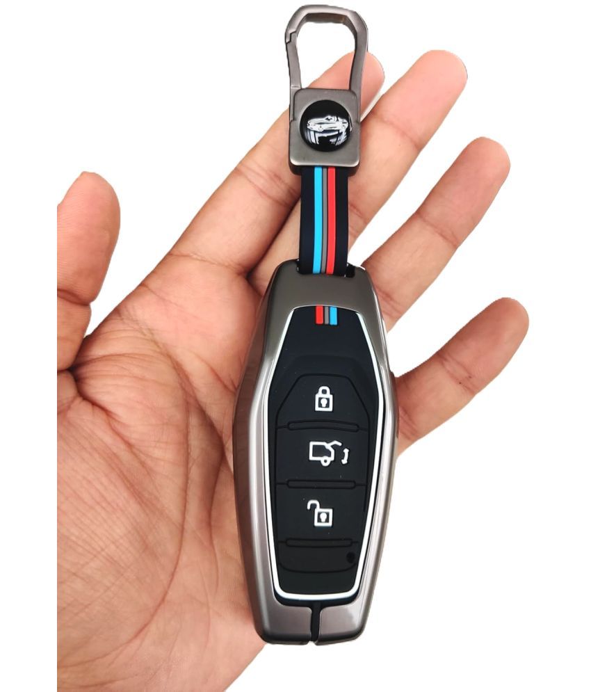     			BKN Premium Metal Soft Car Key Cover Shell with Keychain & Full Protection Compatible with Mahindra XUV 500 3 Button Smart Key Cover | Special Feature Visible in Low-Light Conditions