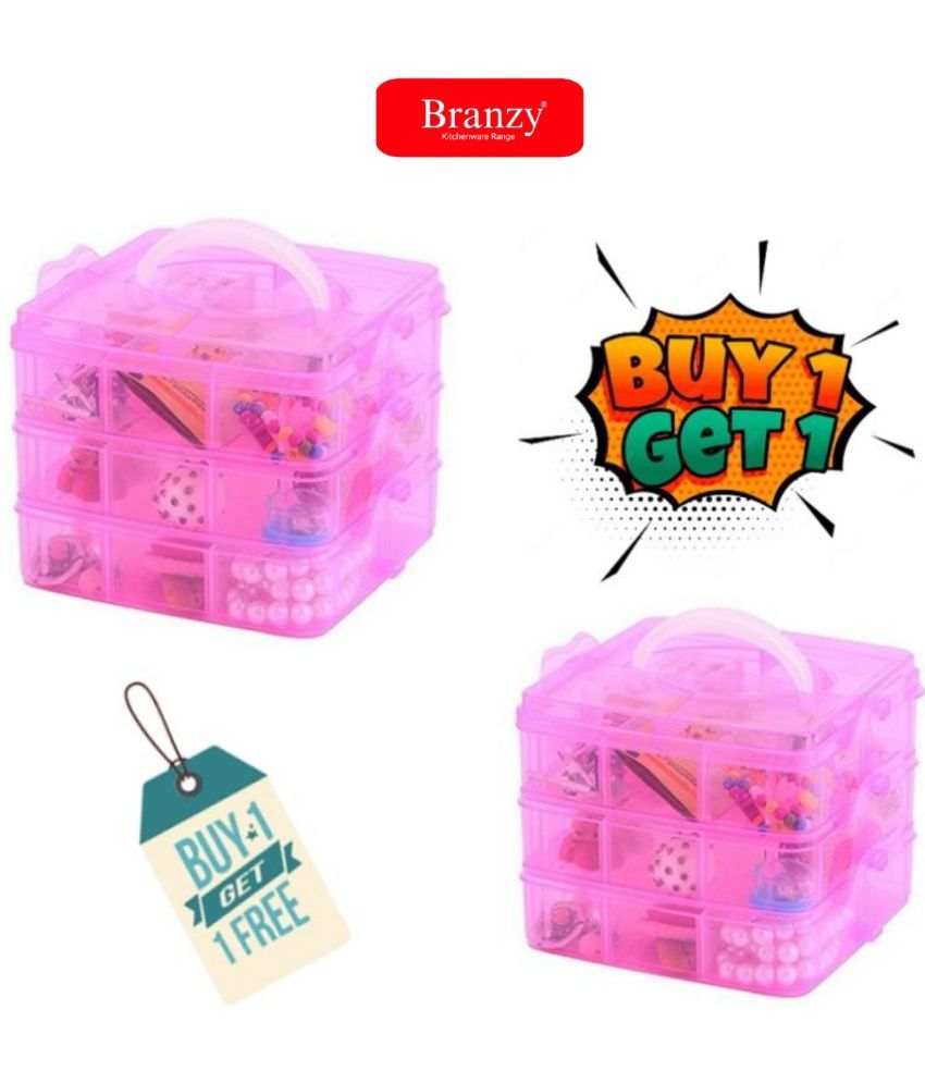     			BRANZY Plastic Pink Multi-Purpose Container ( Set of 2 )