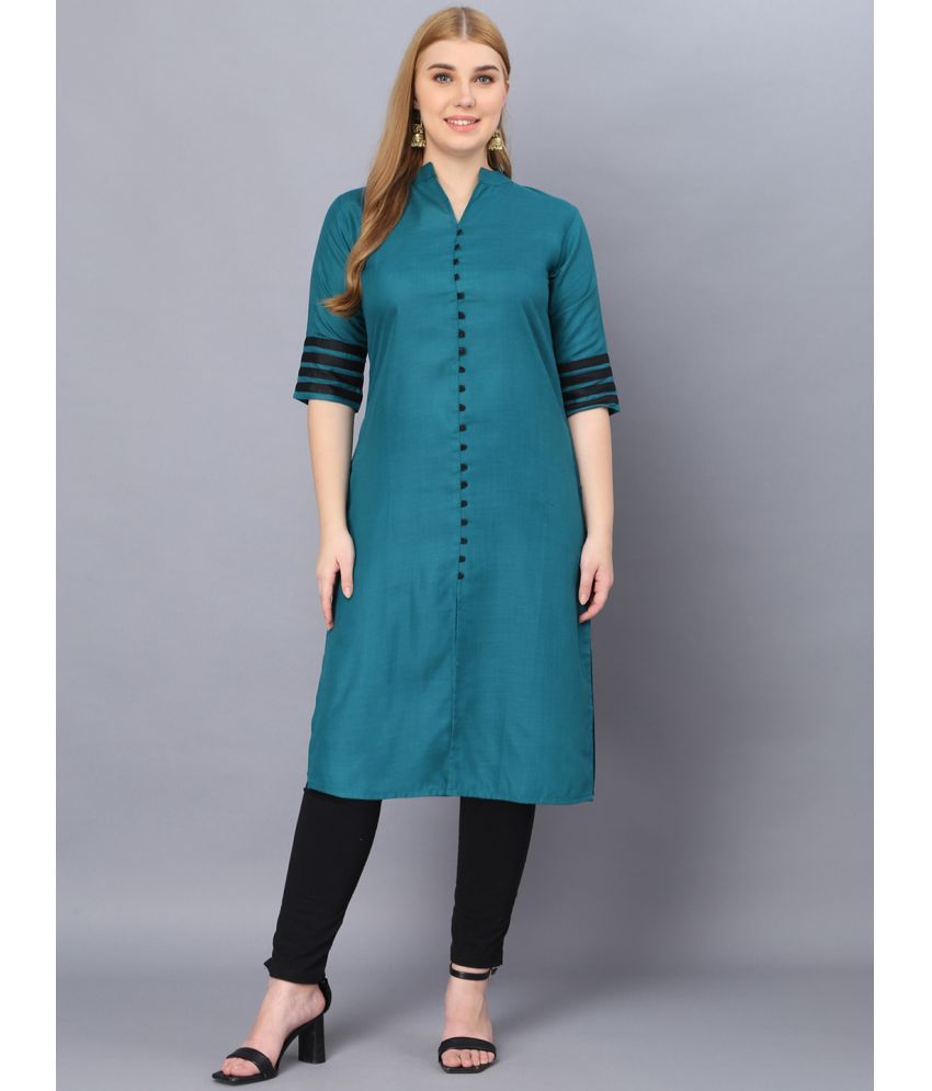     			Hetsa Pack of 1 Cotton Blend Solid A-line Women's Kurti - ( Green )