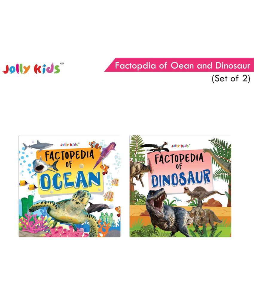     			Jolly Kids Factopedia: Oceans And Dinosaurs Books Set of 2 For Young Readers Aged 3-8 Years| Learn About Whales, Sharks, Spinosaurus And More!