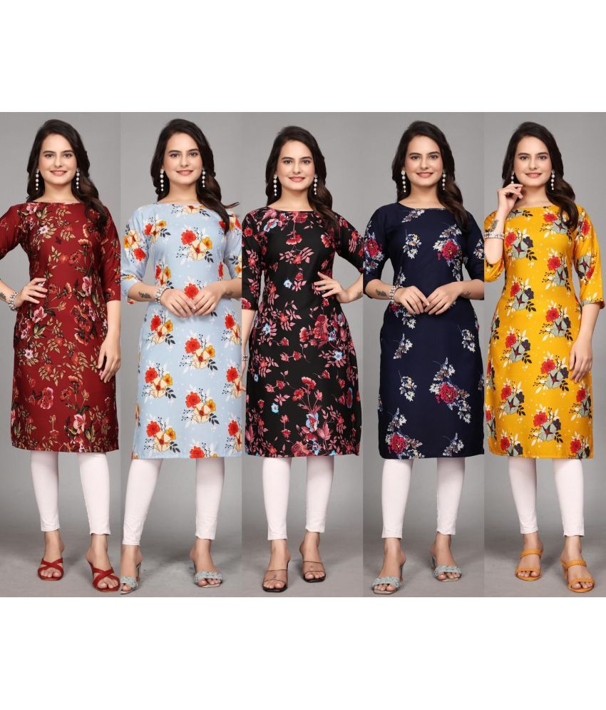     			KALAVRITTA Pack of 5 Crepe Printed Straight Women's Kurti - ( Multicolor )