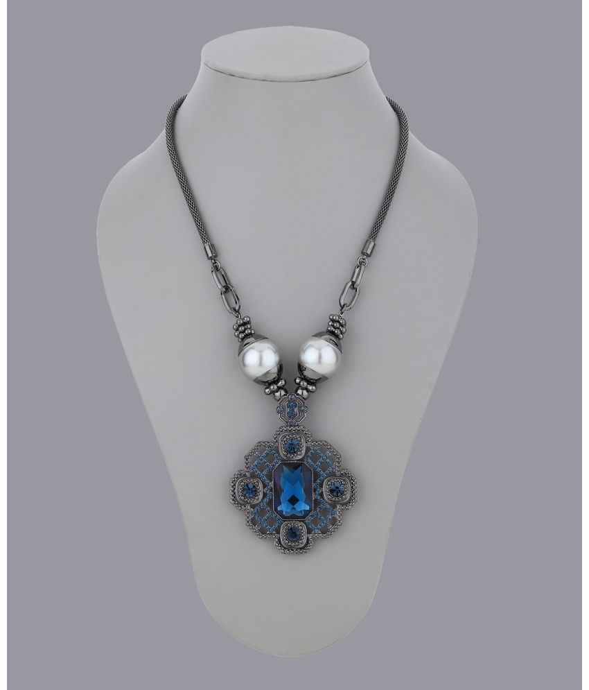     			Rhosyn Blue Metal Necklace Set ( Pack of 1 )