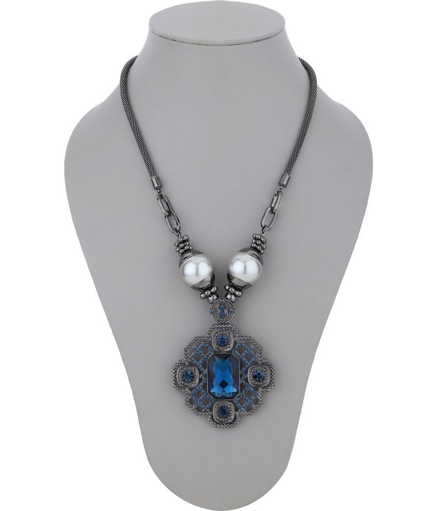     			Rhosyn Blue Metal Necklace Set ( Pack of 1 )