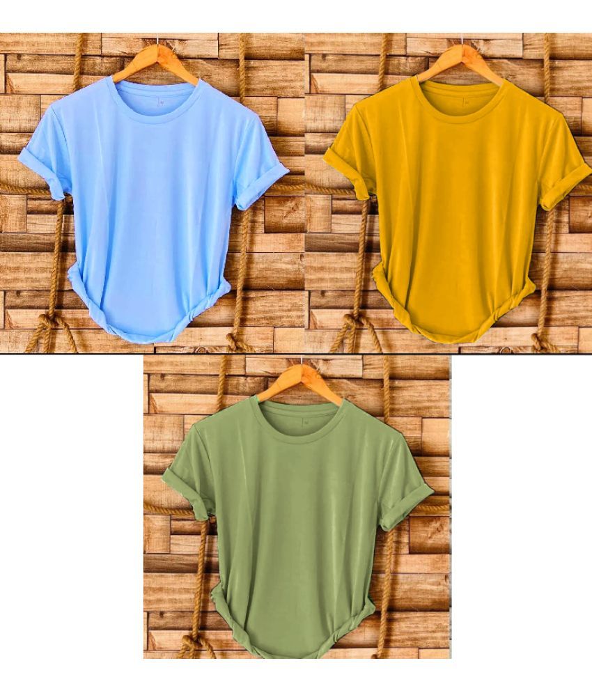     			nikline Polyester Regular Fit Solid Half Sleeves Men's Round T-Shirt - Multicolor7 ( Pack of 3 )