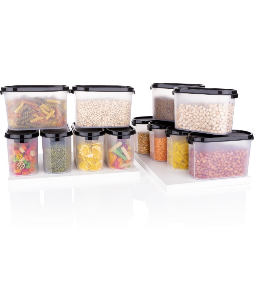     			omortex Plastic Black Multi-Purpose Container ( Set of 12 )