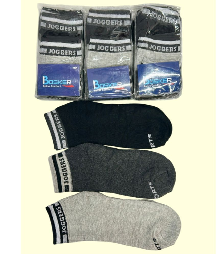     			BAYEMA Pack of 3 Men's Cotton Ankle Length Socks ( Black )