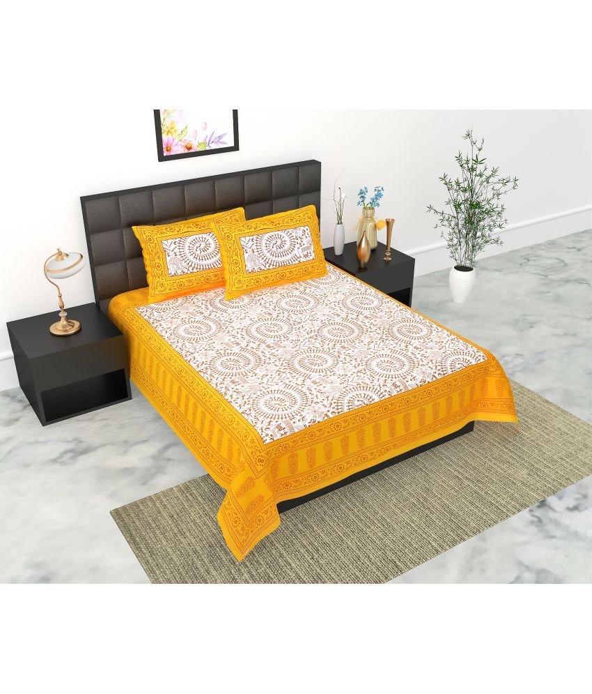     			E Elma Cotton 1 Double Bedsheet with 2 Pillow Covers ( Yellow )