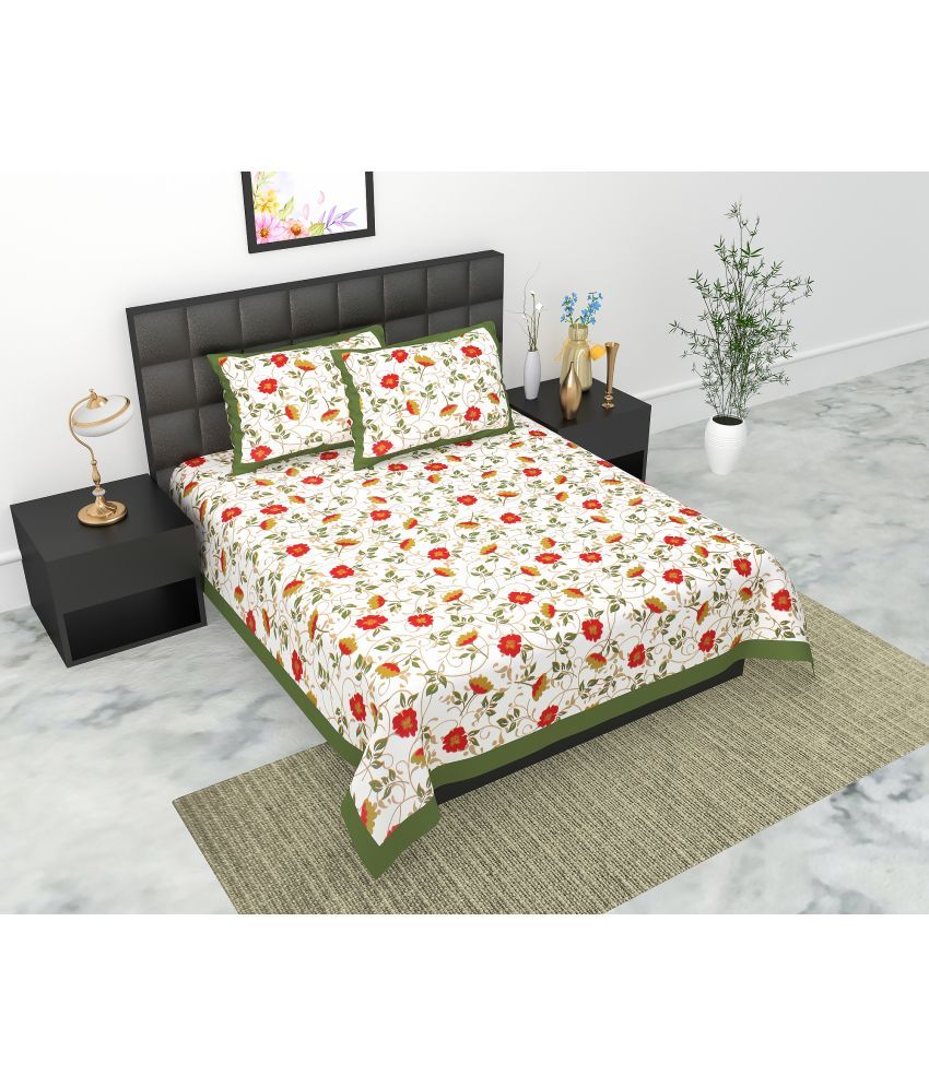     			E Elma Cotton 1 Double Bedsheet with 2 Pillow Covers ( Green )