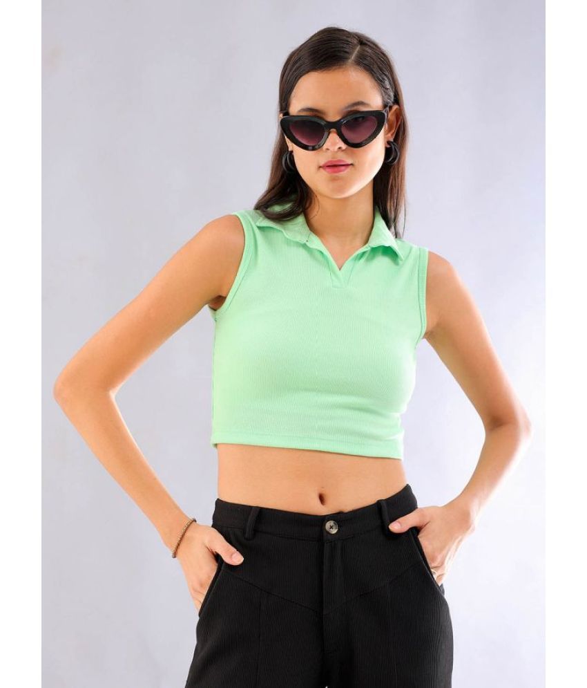     			Freehand Green Polyester Women's Crop Top ( Pack of 1 )