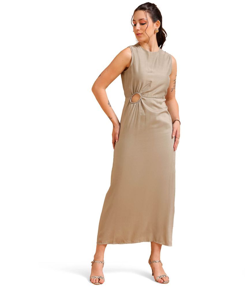     			Freehand Polyester Solid Midi Women's Cut Out Dress - Grey ( Pack of 1 )