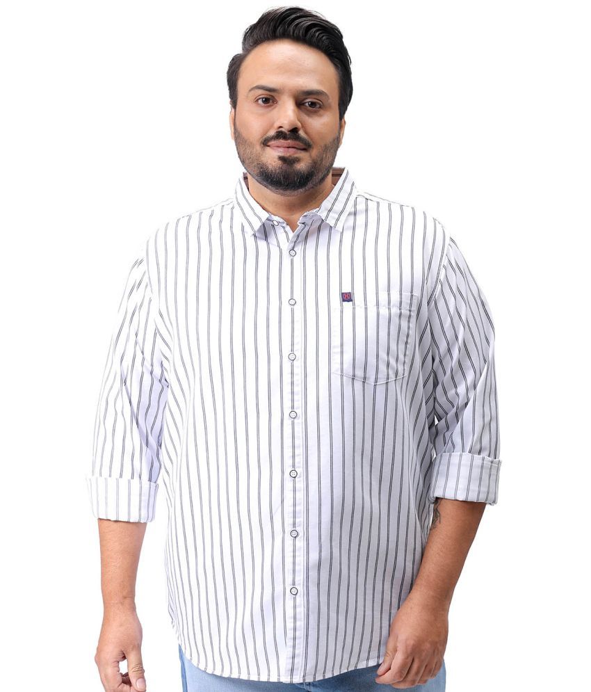     			HARDSODA Poly Cotton Regular Fit Striped Full Sleeves Men's Casual Shirt - White ( Pack of 1 )