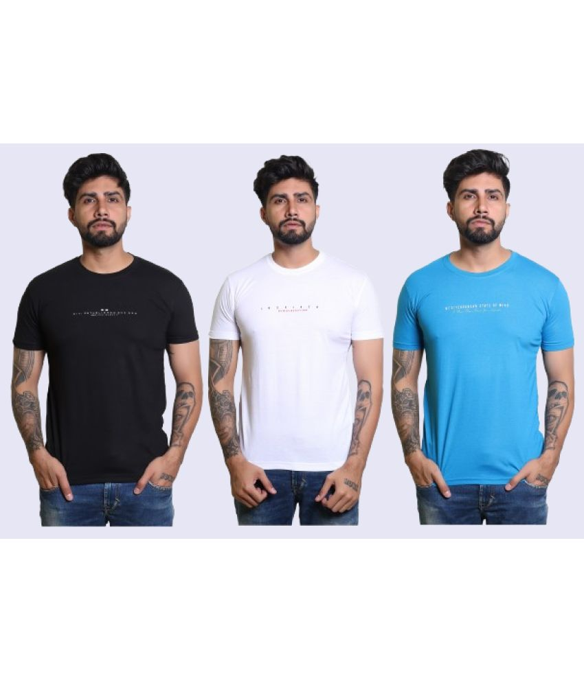     			Japroz Cotton Blend Relaxed Fit Printed Half Sleeves Men's Round T-Shirt - Multicolor1 ( Pack of 3 )