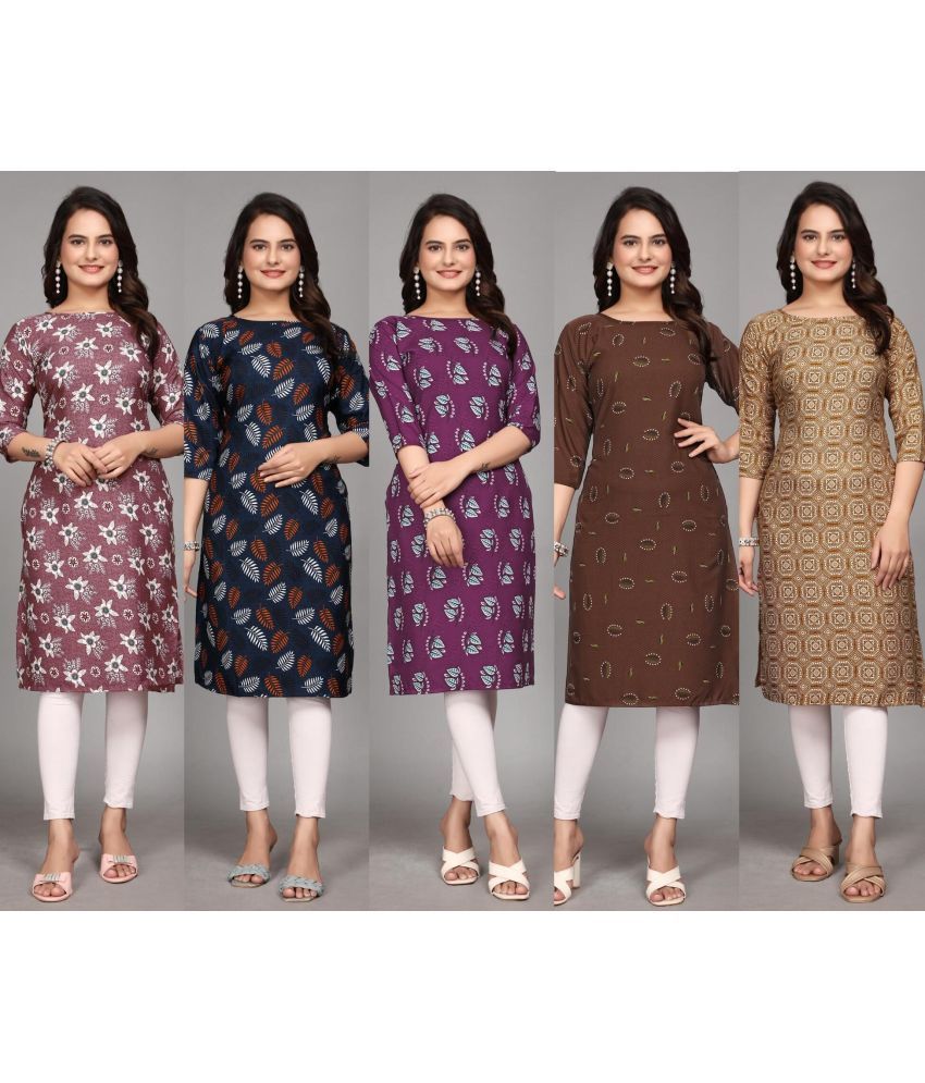     			KALAVRITTA Pack of 5 Crepe Printed Straight Women's Kurti - ( Multicolor )