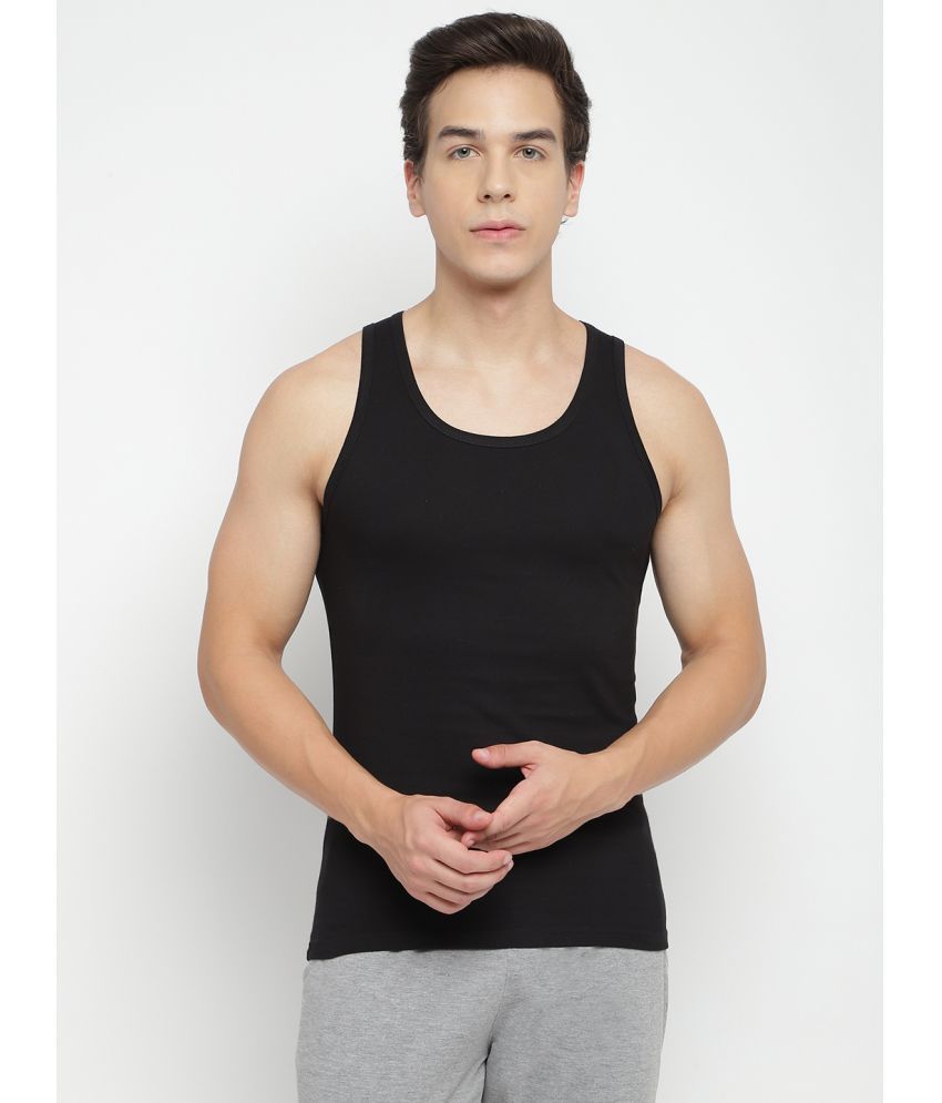     			La Intimo Pack of 1 Cotton Basic Vest For Men ( Black )