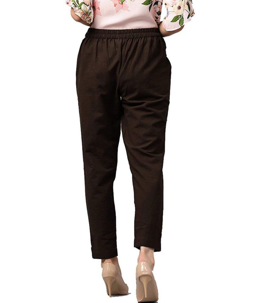     			OuterWear Pack of 1 Cotton Blend Tapered Women's Casual Pants ( Brown )