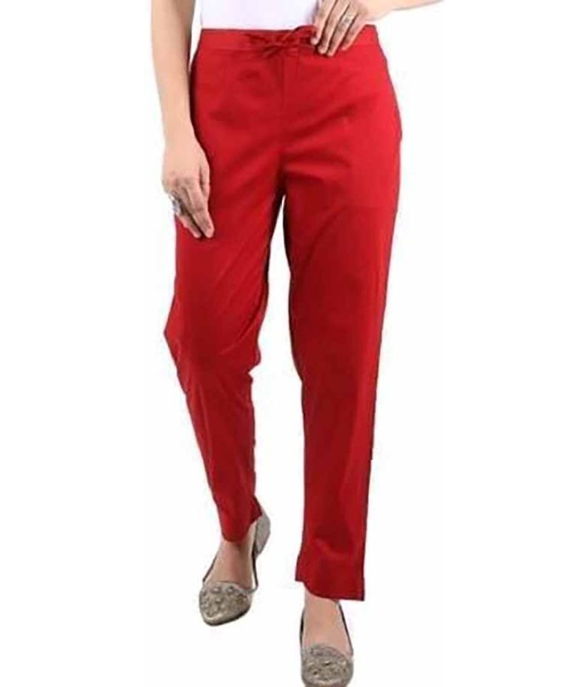     			OuterWear Pack of 1 Cotton Blend Regular Women's Casual Pants ( Red )