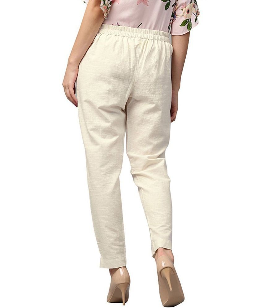     			OuterWear Pack of 1 Cotton Blend Tapered Women's Casual Pants ( Cream )