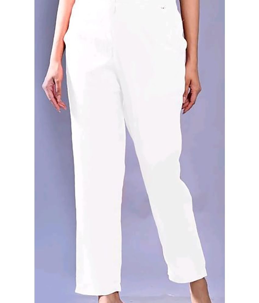     			OuterWear Pack of 1 Cotton Blend Regular Women's Casual Pants ( White )