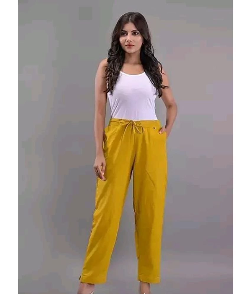     			OuterWear Pack of 1 Cotton Blend Slim Women's Casual Pants ( Yellow )