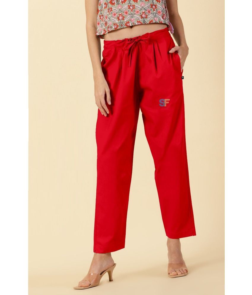     			OuterWear Pack of 1 Cotton Blend Regular Women's Casual Pants ( Red )