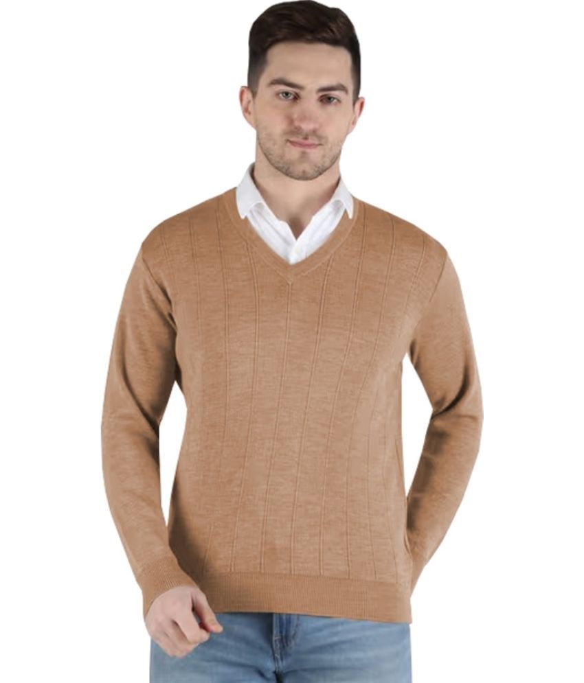     			Reoutlook Woollen V-Neck Men's Full Sleeves Pullover Sweater - Beige ( Pack of 1 )