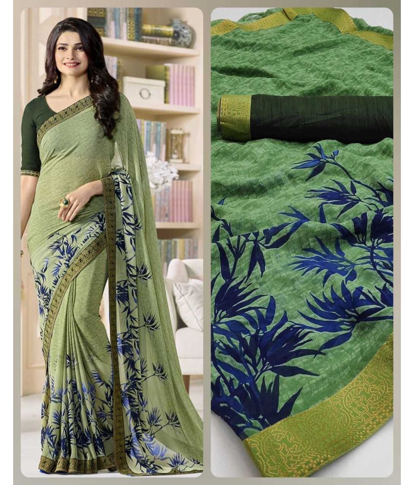     			SARIK  FASHION Georgette Printed Saree With Blouse Piece ( Multicolor , Pack of 1 )