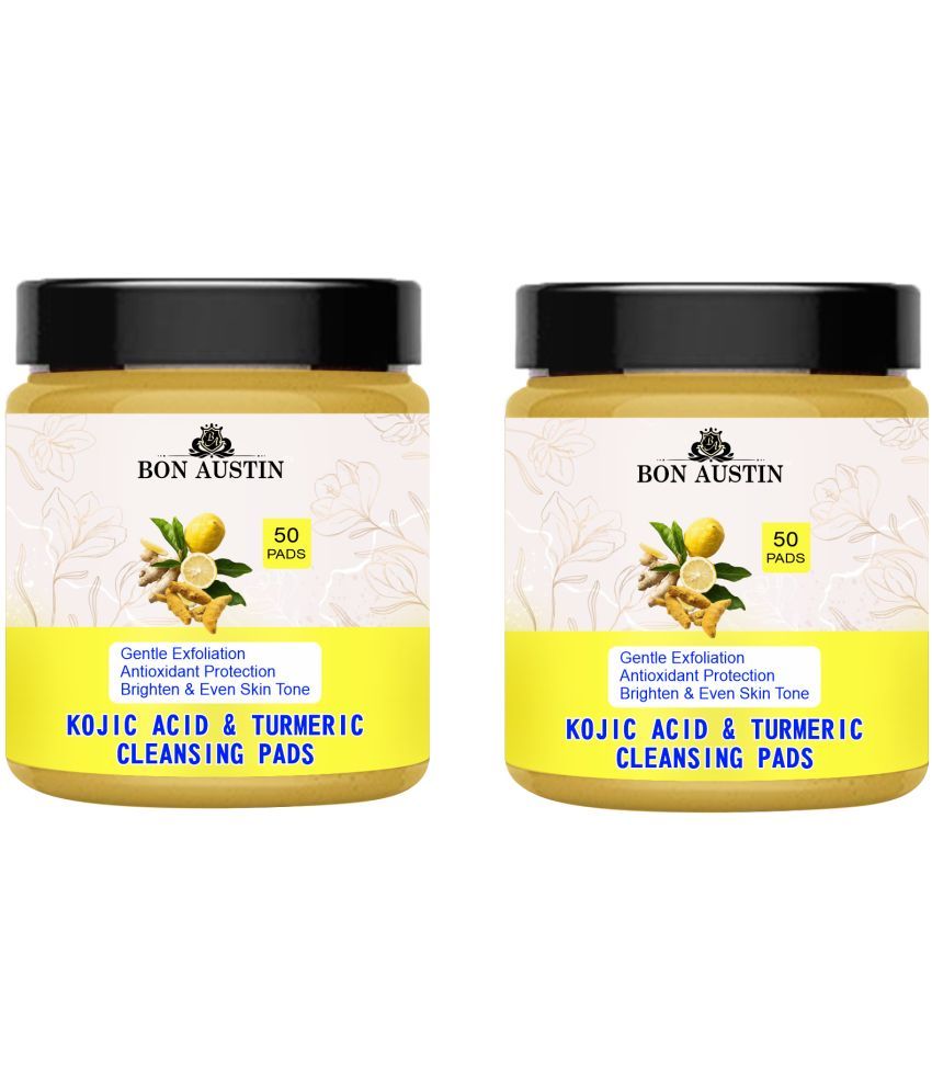     			Turmeric & Kojic Acid Face Cleansing Pads with Vitamin C, Retinol & Chamomile Hydrolate 50 Pcs Pack of 2