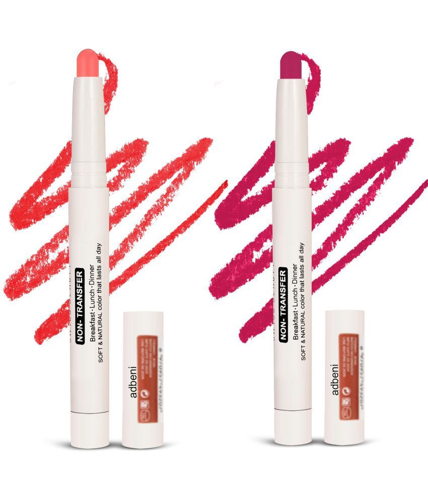     			Adbeni Wine Drop,Pink Matte Lipstick Non-Transfer Long Lasting Lip Crayon 2Pc 3.8g