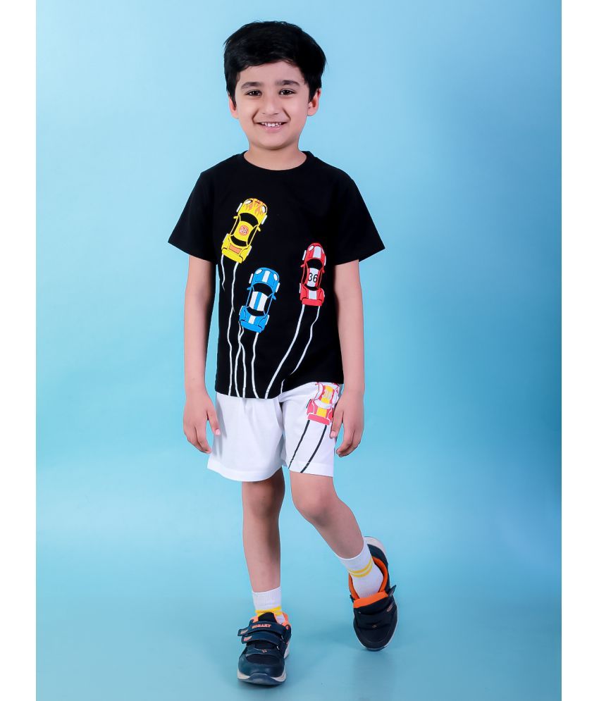     			Chandrika Pack of 1 Boys Cotton Blend T-Shirts & Shorts Set ( Black )