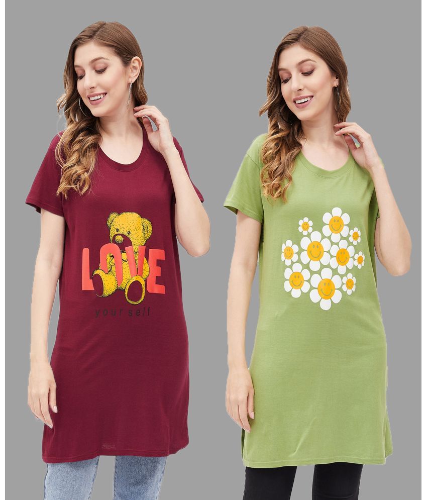     			Christy World Pack of 2 Cotton Women's T-Shirt ( Multicolor 9 )