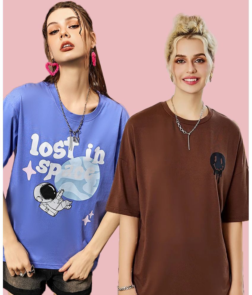     			Christy World Pack of 2 Cotton Women's T-Shirt ( Multicolor 10 )