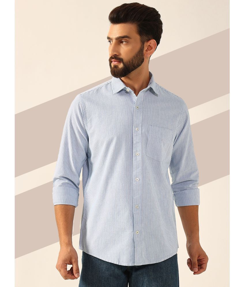     			ENSPYR 100% Cotton Regular Fit Striped Full Sleeves Men's Casual Shirt - Blue ( Pack of 1 )