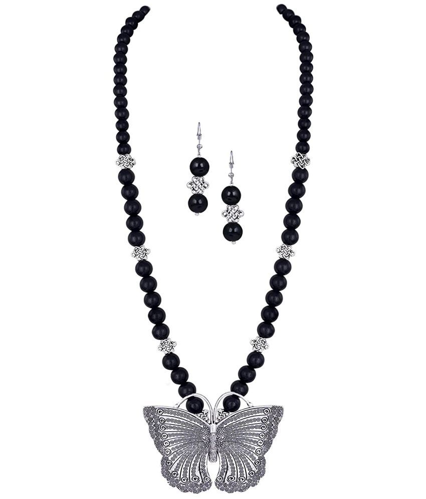     			JFL Black Brass Necklace Set ( Pack of 1 )