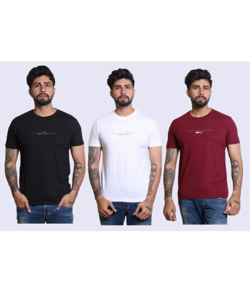     			Japroz Cotton Blend Relaxed Fit Printed Half Sleeves Men's Round T-Shirt - Multicolor ( Pack of 3 )