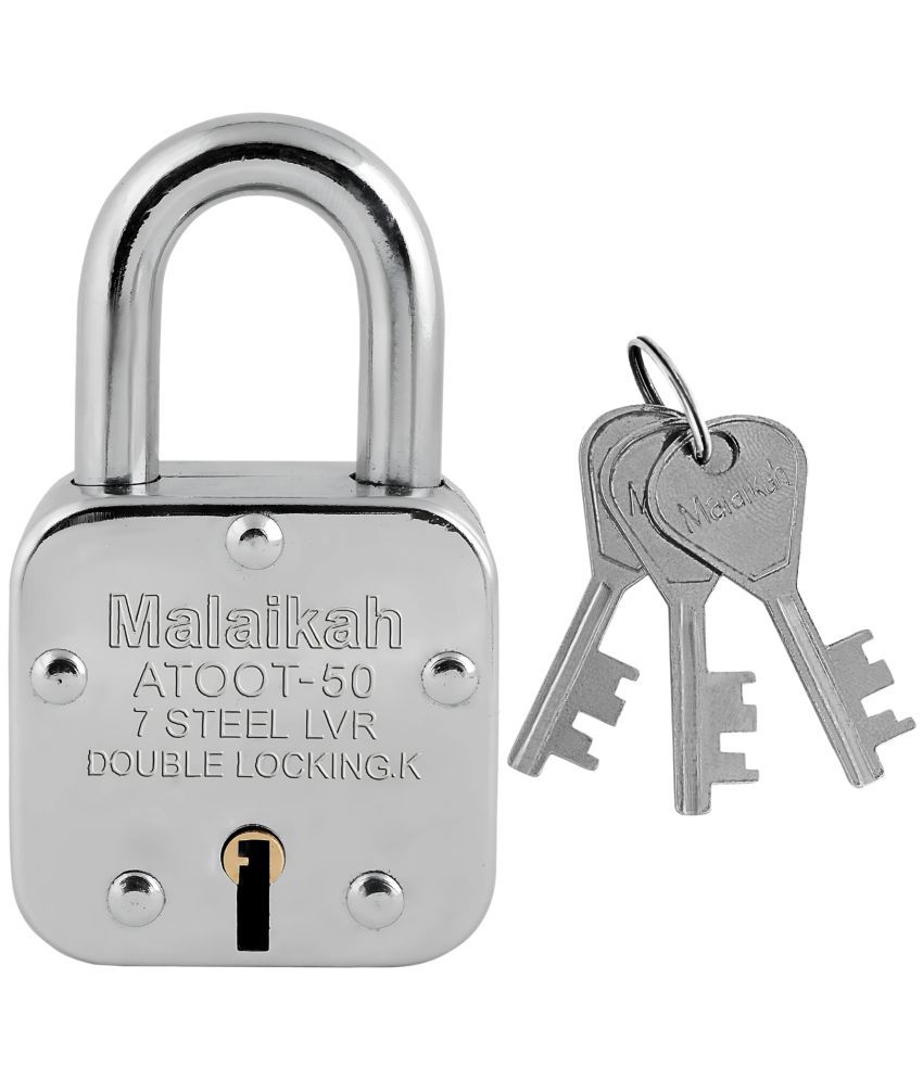     			Malaikah 50 mm With 3 Keys Padlock, Atoot 50mm Double Locking 8 Lever Square Lock Pack Of 1, Ideal for Gate, Shutter and Shop, Ideal for Gate, Shutter and Shop Made in Aligarh, India