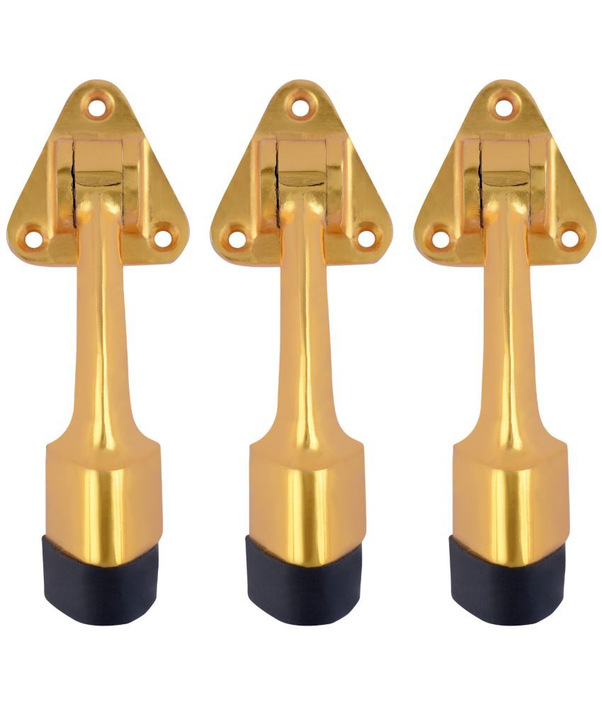     			Malaikah Triangle Gold Heavy Duty Gate Stopper for The Door with Rubber Grip 5-Inch Long Door Stopper for Wooden Door, Door Mounted, Pack Of 3