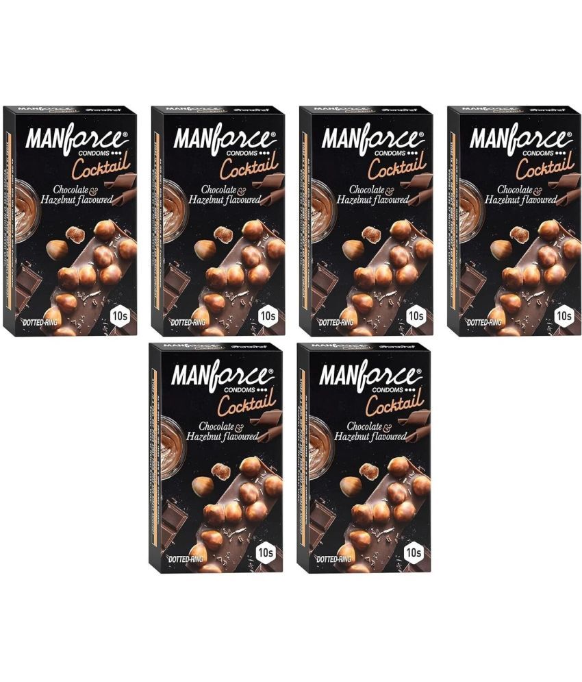     			Manforce Cocktail Chocolate & Hazelnut Flavoured Condoms for Men with Dotted Rings| Extra Dotted for Her Extra Stimulation| Lubricated Latex Condoms| 10 Sheets x Pack of 6