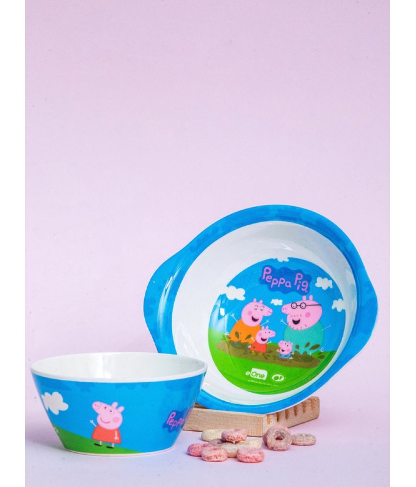     			Servewell Bowl and Cone Bowl - Peppa Pig Printed Melamine Dinner Set ( Pack of 2 ) White