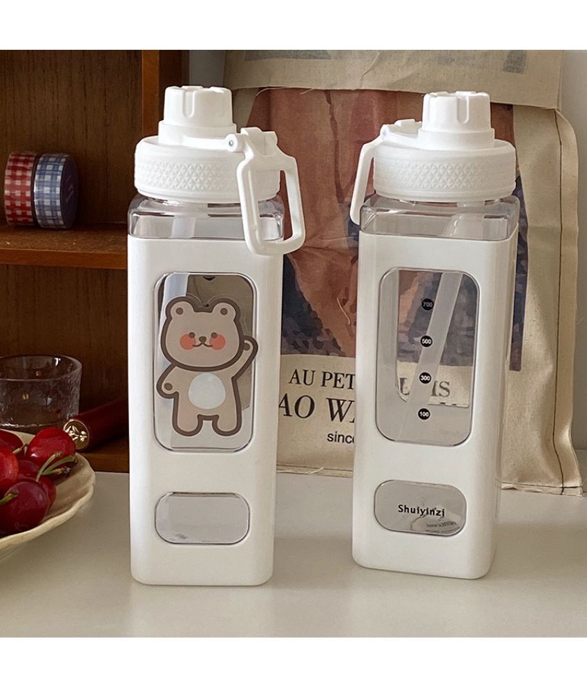     			Stysol Antic Square water bottle  White Plastic School Water Bottle 1000 mL ( Set of 1 )