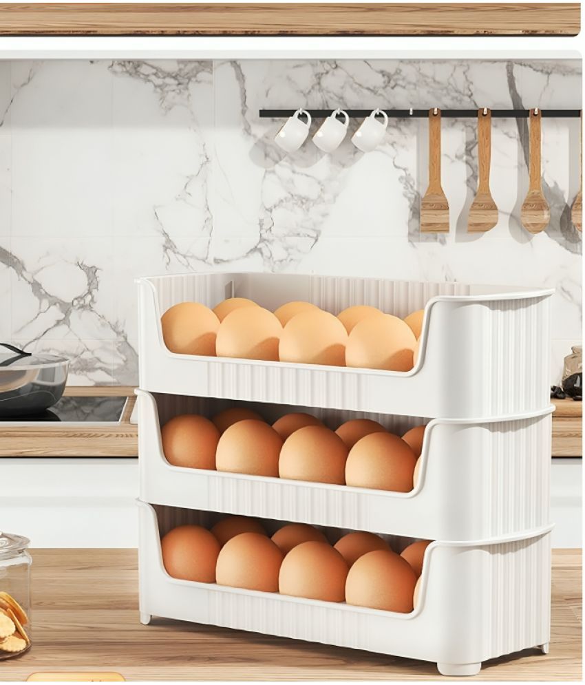     			WARMFLOW EGG  OORGANIZER Plain Plastic Serving Tray 1500 ml White ( Set of 1 )