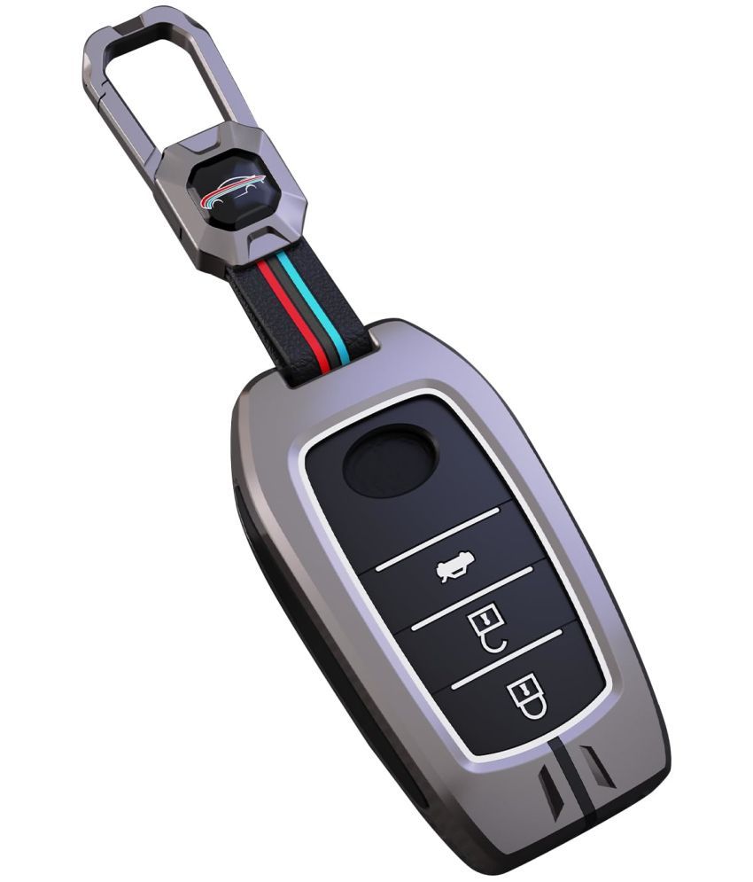     			BKN Premium Metal Soft Car Key Shell with Keychain & Full Protection Compatible with Toyota Fortuner | Fortuner Legender | Innova Hycross | Invicto 3 Button Smart Key