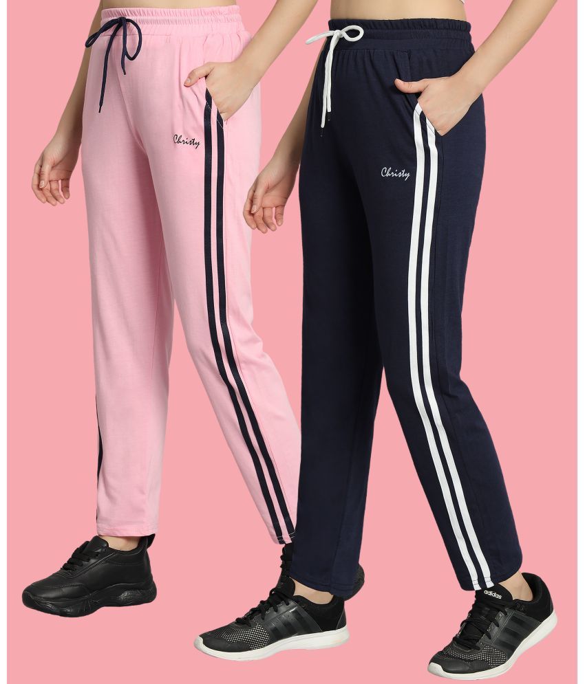     			Christy World Multicolor 2 Cotton Women's Running Trackpants ( Pack of 2 )