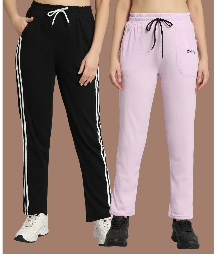     			Christy World Multicolor 3 Cotton Women's Running Trackpants ( Pack of 2 )