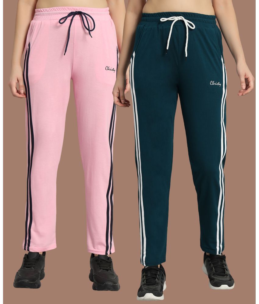     			Christy World Multicolor 5 Cotton Women's Running Trackpants ( Pack of 2 )