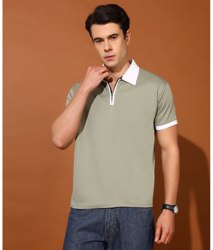     			Christy World Pack of 1 Polyester Regular Fit Colorblock Half Sleeves Men's Polo T Shirt ( Green )