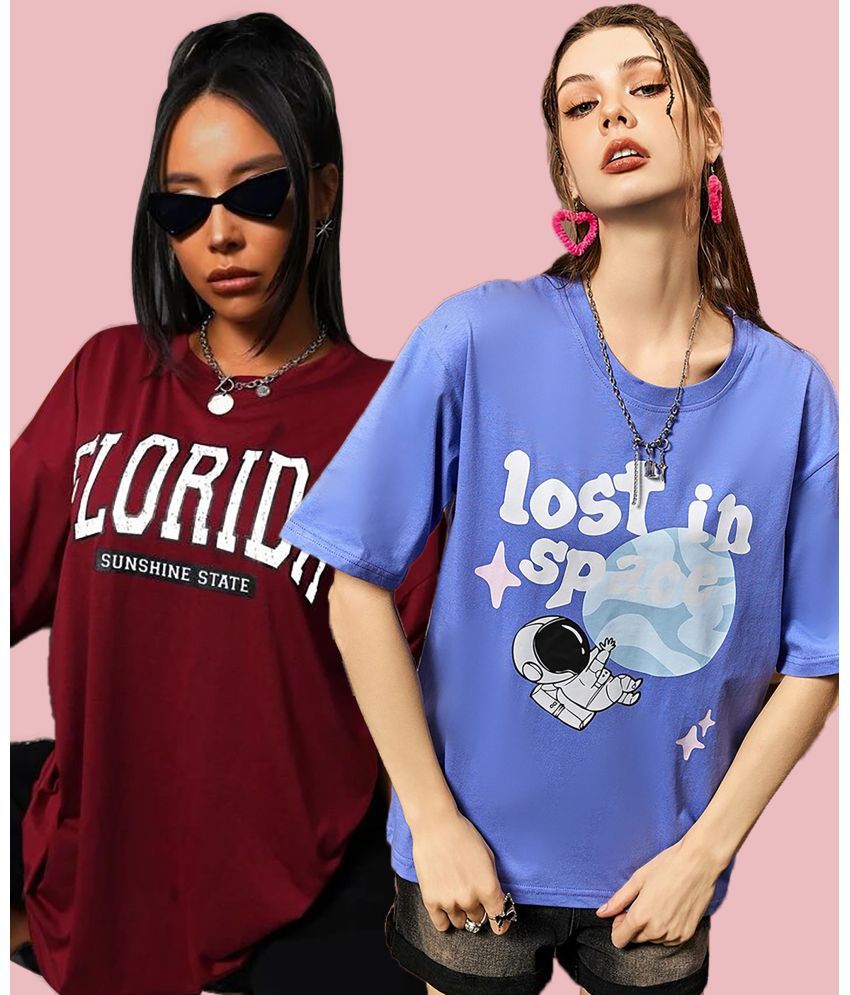     			Christy World Pack of 2 Cotton Women's T-Shirt ( Multicolor 7 )