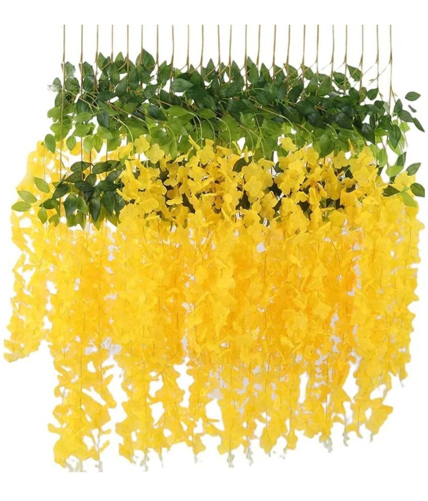     			Green plant indoor - Yellow Wild Artificial Flowers Bunch ( Pack of 12 )